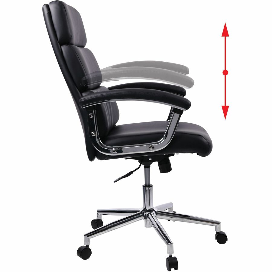 Lorell High-back Office Chair - Black Bonded Leather Seat - Black Bonded Leather Back - 1 Each