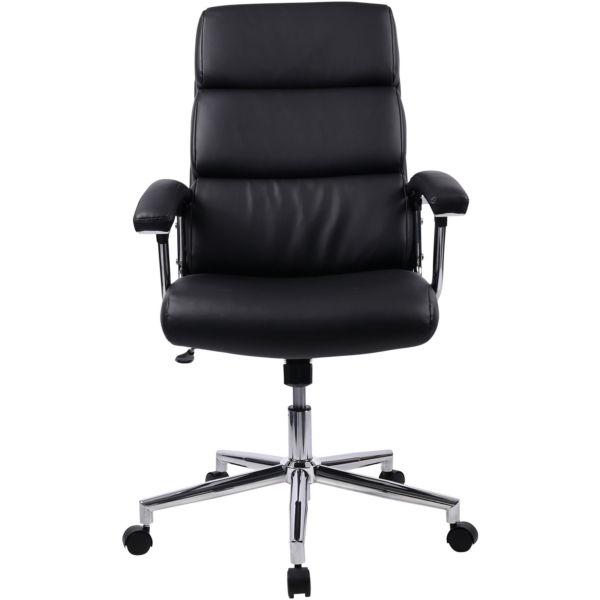 Lorell High-back Office Chair - Black Bonded Leather Seat - Black Bonded Leather Back - 1 Each - 
