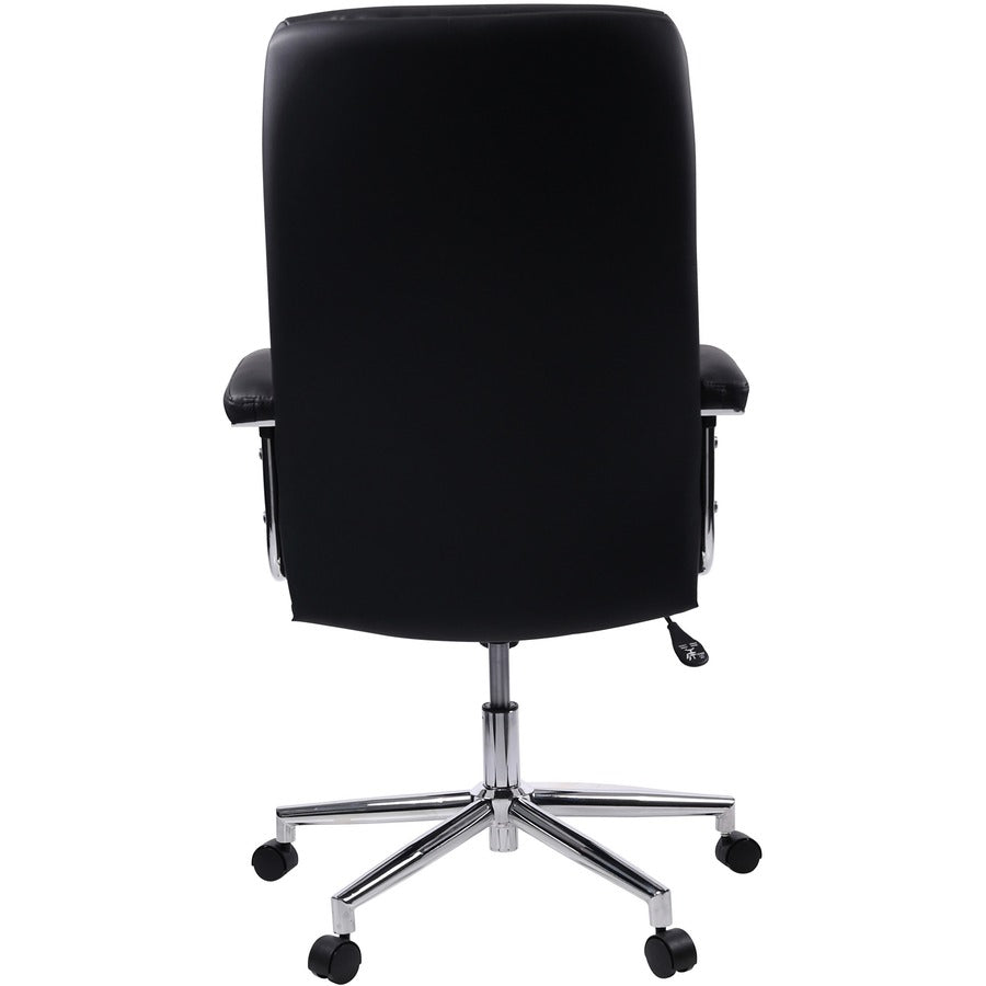 Lorell High-back Office Chair - Black Bonded Leather Seat - Black Bonded Leather Back - 1 Each