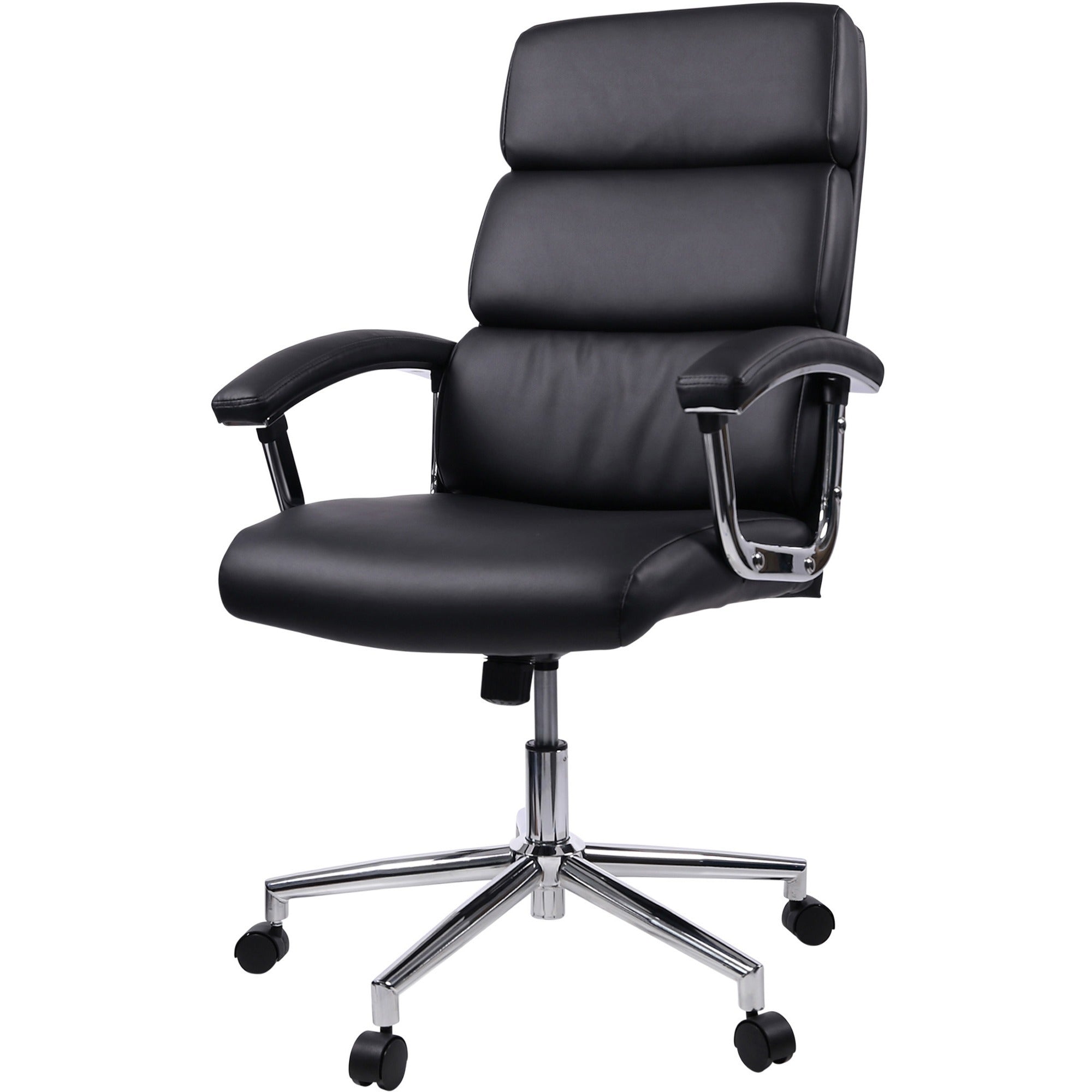 Lorell High-back Office Chair - Black Bonded Leather Seat - Black Bonded Leather Back - 1 Each - 