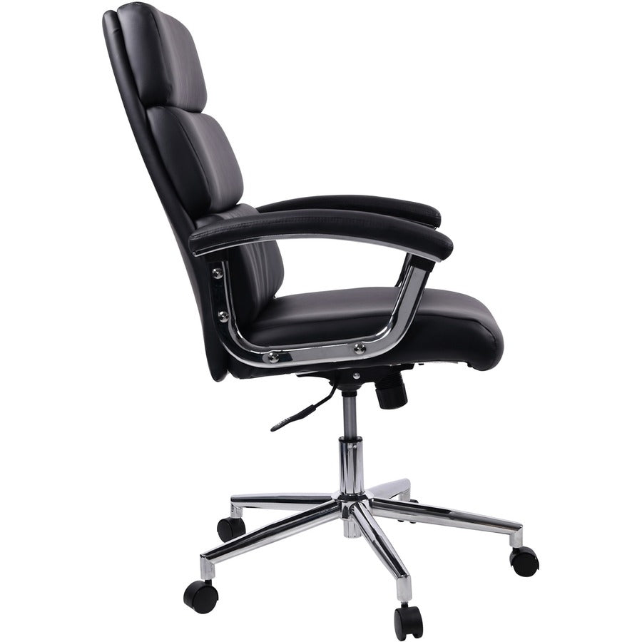 Lorell High-back Office Chair - Black Bonded Leather Seat - Black Bonded Leather Back - 1 Each