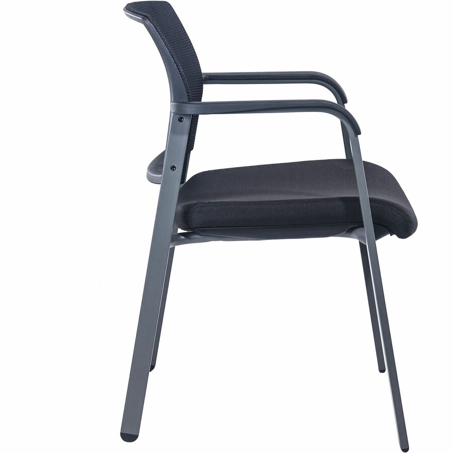 Lorell Mesh Back Guest Chair - Black Fabric Seat - Black Mesh Back - 1 Each