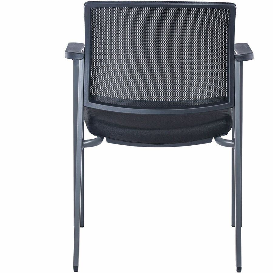 Lorell Mesh Back Guest Chair - Black Fabric Seat - Black Mesh Back - 1 Each