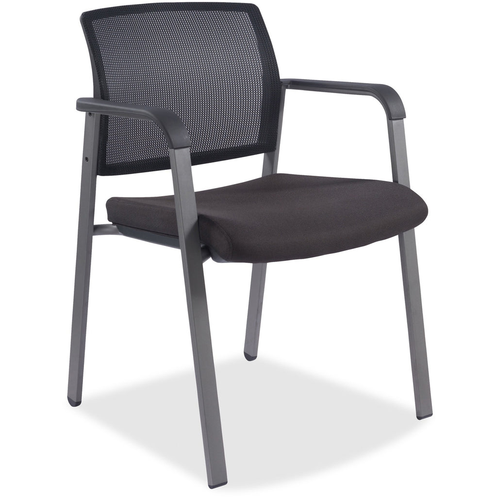 Lorell Mesh Back Guest Chair - Black Fabric Seat - Black Mesh Back - 1 Each - 