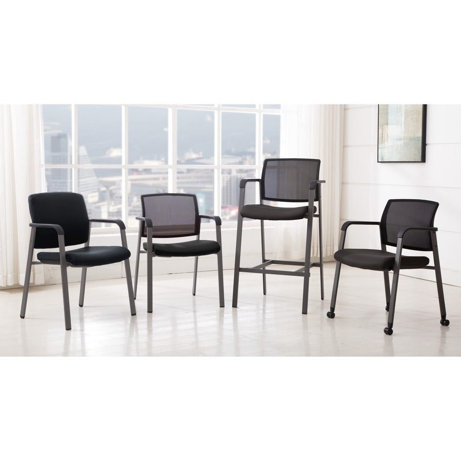 Lorell Mesh Back Guest Chair - Black Fabric Seat - Black Mesh Back - 1 Each - 
