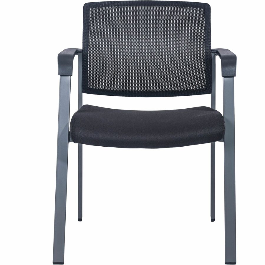 Lorell Mesh Back Guest Chair - Black Fabric Seat - Black Mesh Back - 1 Each