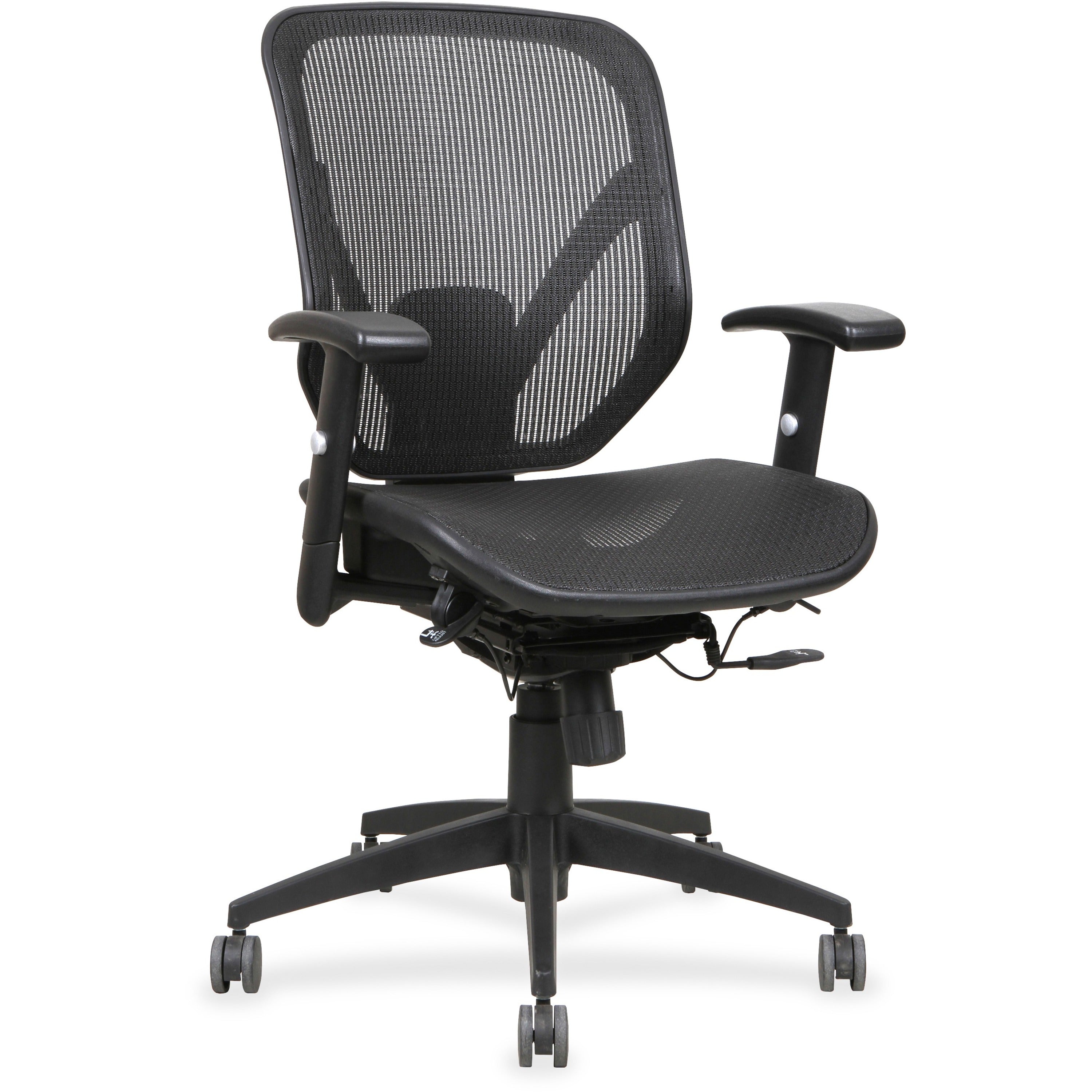 Lorell Executive Synchro Tilt Mesh Mid-back Office Chair - Black Seat - Black Back - Plastic Frame - 5-star Base - Black - 1 Each - 