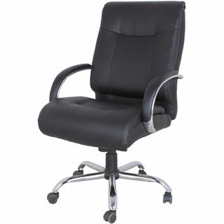 Lorell Deluxe Big & Tall Chair - Black Bonded Leather Seat - Black Bonded Leather Back - 5-star Base - Black - 1 Each