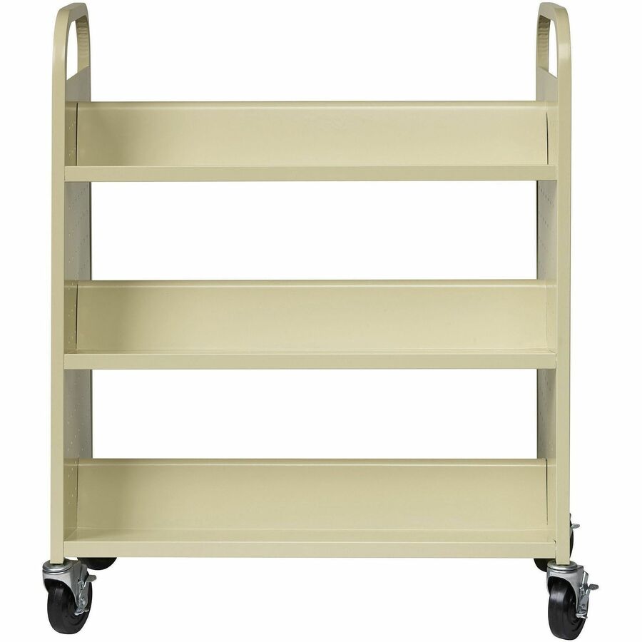 Lorell Double-sided Book Cart - 6 Shelf - 200 lb Capacity - 5" Caster Size - Steel - x 36" Width x 19" Depth x 46" Height - Putty - 1 Each
