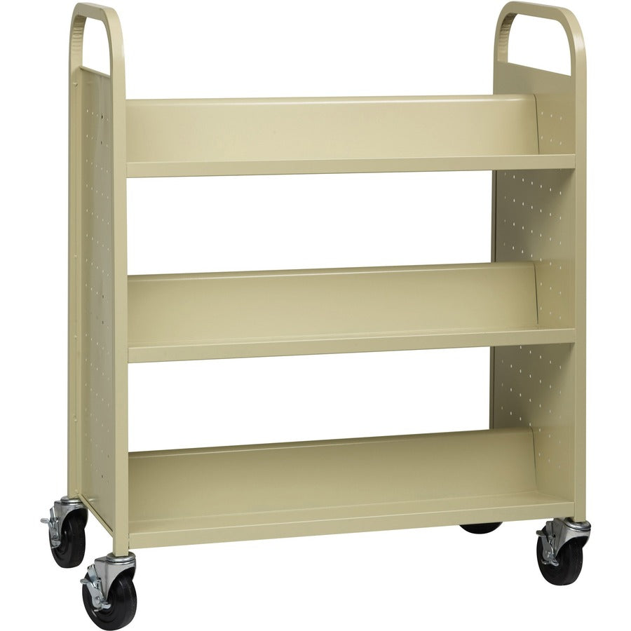 Lorell Double-sided Book Cart - 6 Shelf - 200 lb Capacity - 5" Caster Size - Steel - x 36" Width x 19" Depth x 46" Height - Putty - 1 Each