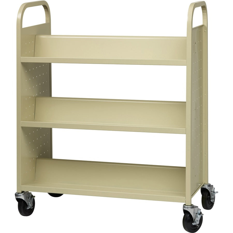 Lorell Double-sided Book Cart - 6 Shelf - 200 lb Capacity - 5" Caster Size - Steel - x 36" Width x 19" Depth x 46" Height - Putty - 1 Each
