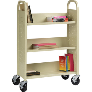 lorell-single-sided-book-cart-3-shelf-200-lb-capacity-5-caster-size-steel-x-39-width-x-14-depth-x-46-height-putty-1-each_llr49204 - 5