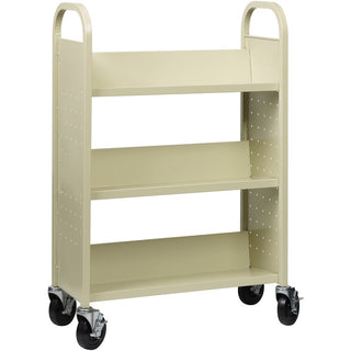 Lorell Single-sided Book Cart - 3 Shelf - 200 lb Capacity - 5" Caster Size - Steel - x 39" Width x 14" Depth x 46" Height - Putty - 1 Each
