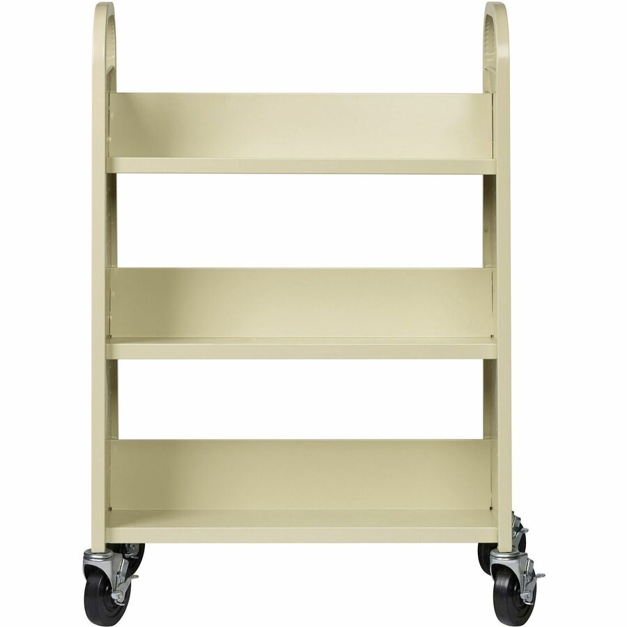 Lorell Single-sided Book Cart - 3 Shelf - 200 lb Capacity - 5" Caster Size - Steel - x 39" Width x 14" Depth x 46" Height - Putty - 1 Each