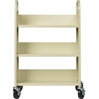 Lorell Single-sided Book Cart - 3 Shelf - 200 lb Capacity - 5" Caster Size - Steel - x 39" Width x 14" Depth x 46" Height - Putty - 1 Each