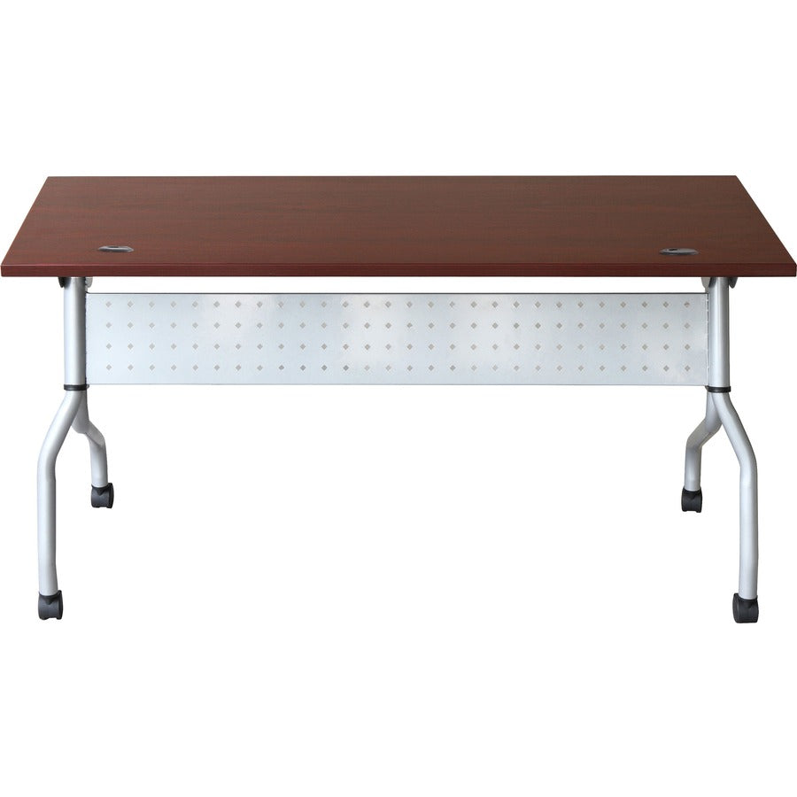 Lorell Flip Top Training Table - For - Table TopRectangle Top - Four Leg Base - 4 Legs x 23.60" Table Top Width x 60" Table Top Depth - 29.50" Height x 59" Width x 23.63" Depth - Assembly Required - Mahogany - Nylon - 1 Each