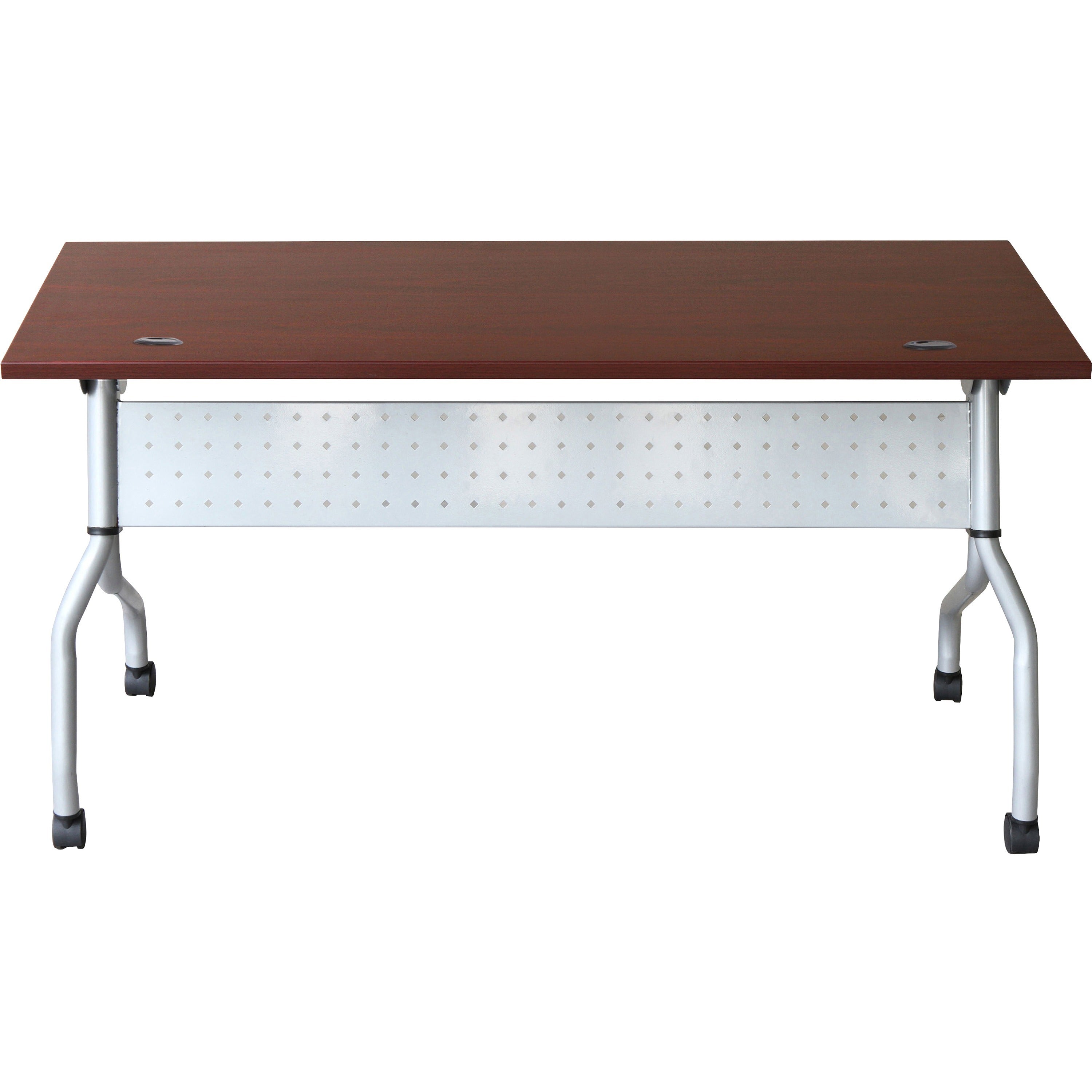 Lorell Flip Top Training Table - For - Table TopRectangle Top - Four Leg Base - 4 Legs x 23.60" Table Top Width x 60" Table Top Depth - 29.50" Height x 59" Width x 23.63" Depth - Assembly Required - Mahogany - Nylon - 1 Each - 