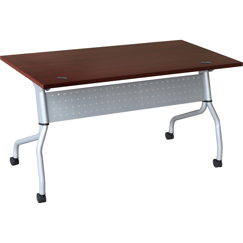 Lorell Flip Top Training Table - For - Table TopRectangle Top - Four Leg Base - 4 Legs x 23.60" Table Top Width x 60" Table Top Depth - 29.50" Height x 59" Width x 23.63" Depth - Assembly Required - Mahogany - Nylon - 1 Each