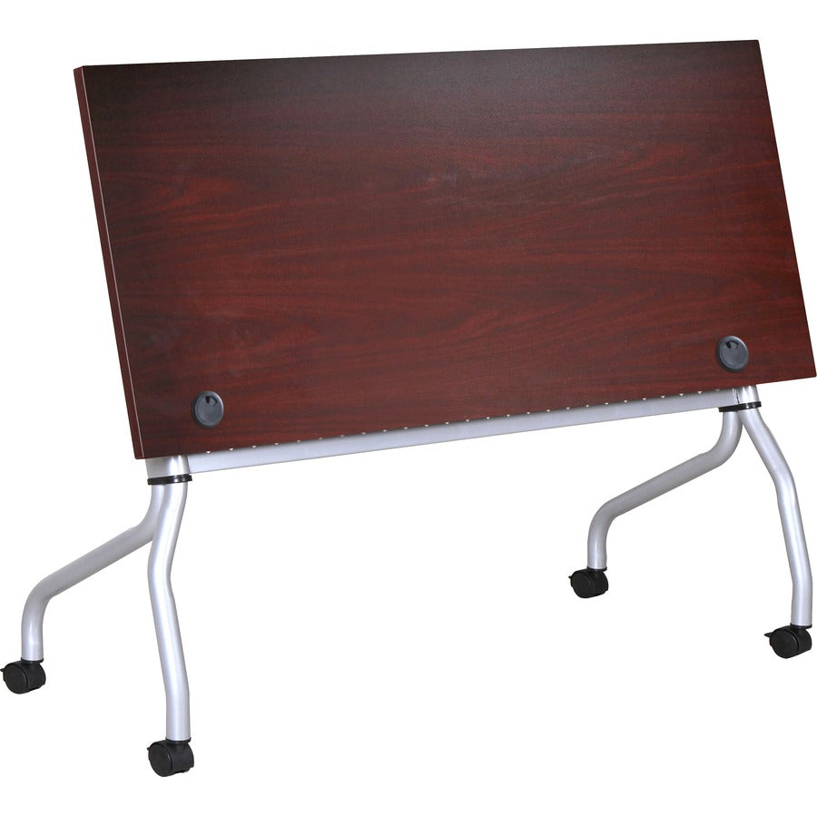 Lorell Flip Top Training Table - For - Table TopRectangle Top - Four Leg Base - 4 Legs x 23.60" Table Top Width x 60" Table Top Depth - 29.50" Height x 59" Width x 23.63" Depth - Assembly Required - Mahogany - Nylon - 1 Each