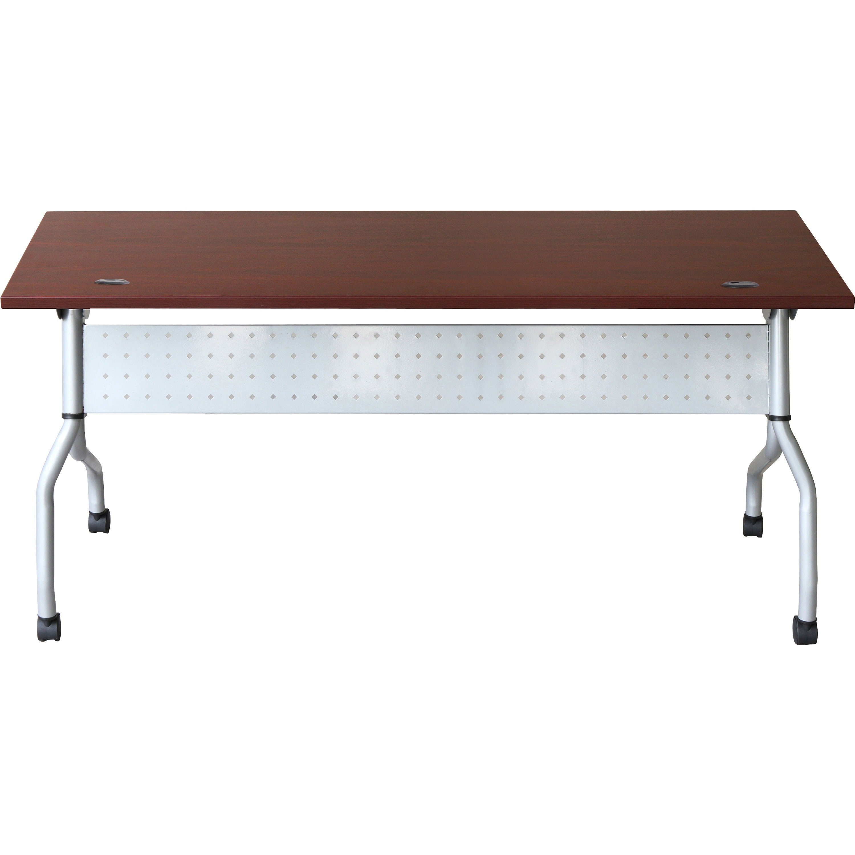 Lorell Flip Top Training Table - For - Table TopRectangle Top - Four Leg Base - 4 Legs x 23.60" Table Top Width x 72" Table Top Depth - 29.50" Height x 70.88" Width x 23.63" Depth - Assembly Required - Mahogany - Nylon - 1 Each - 
