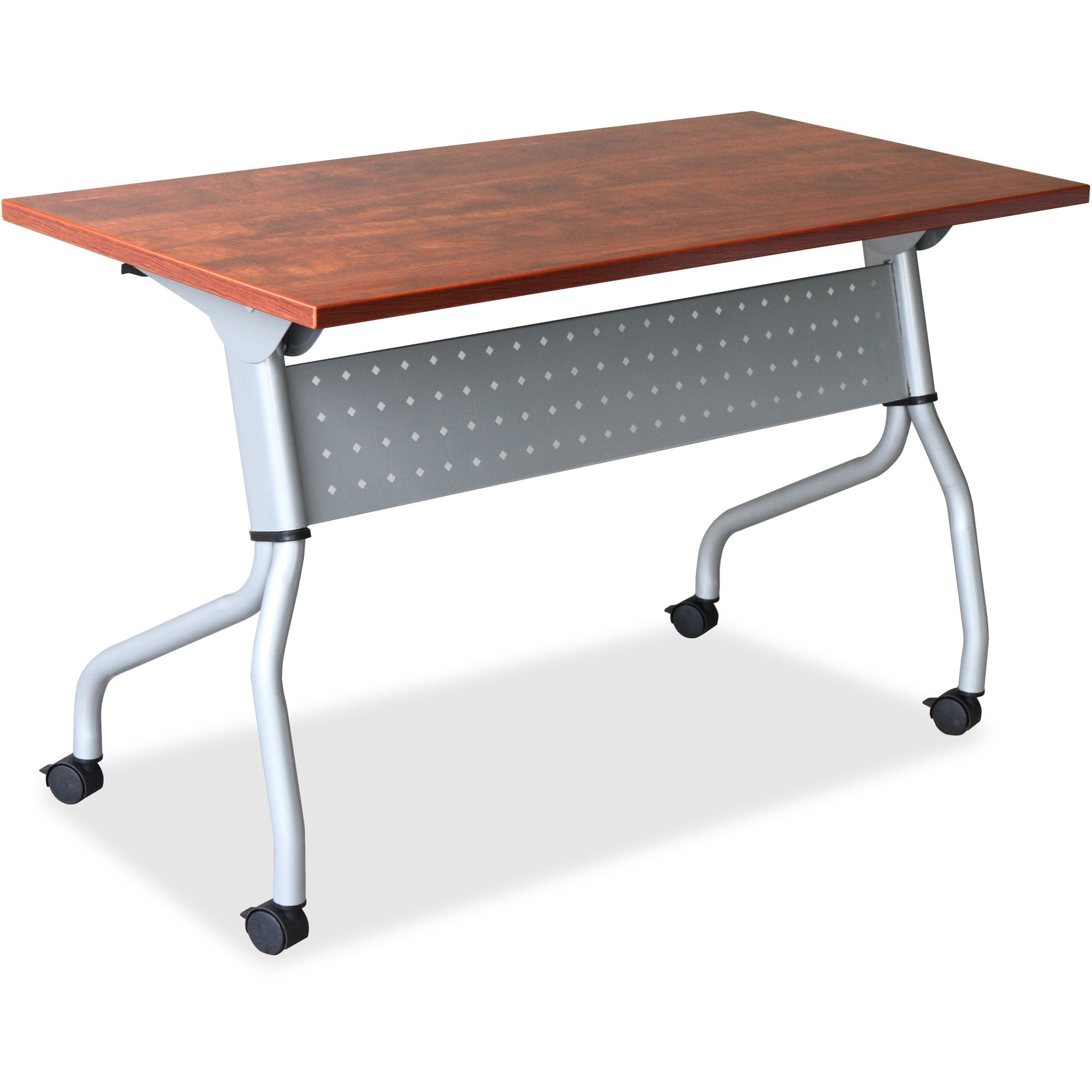 Lorell Flip Top Training Table - For - Table TopRectangle Top - Four Leg Base - 4 Legs x 23.60" Table Top Width x 60" Table Top Depth - 29.50" Height x 59" Width x 23.63" Depth - Cherry - Nylon - 1 Each