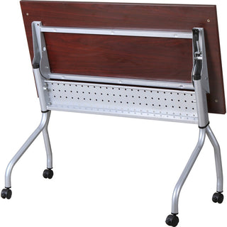 Lorell Flip Top Training Table - For - Table TopRectangle Top - Four Leg Base - 4 Legs x 23.60" Table Top Width x 48" Table Top Depth - 29.50" Height x 47.25" Width x 23.63" Depth - Assembly Required - Mahogany - Nylon - 1 Each