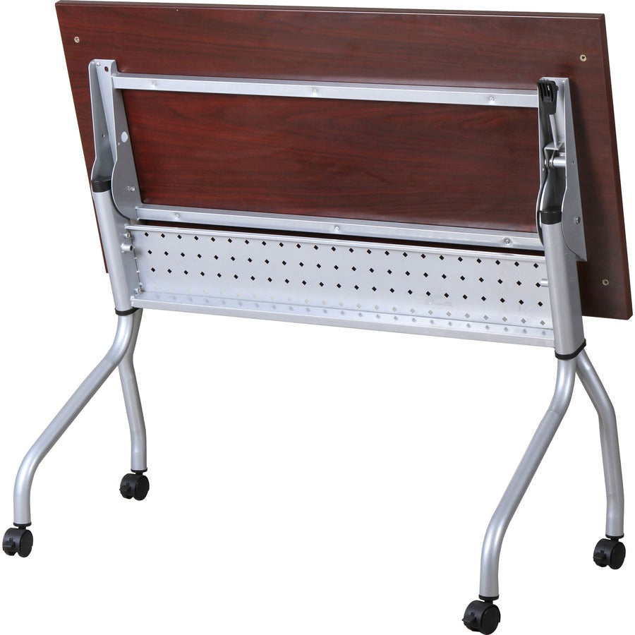 Lorell Flip Top Training Table - For - Table TopRectangle Top - Four Leg Base - 4 Legs x 23.60" Table Top Width x 48" Table Top Depth - 29.50" Height x 47.25" Width x 23.63" Depth - Assembly Required - Mahogany - Nylon - 1 Each
