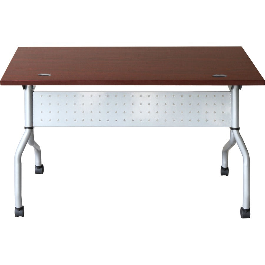 Lorell Flip Top Training Table - For - Table TopRectangle Top - Four Leg Base - 4 Legs x 23.60" Table Top Width x 48" Table Top Depth - 29.50" Height x 47.25" Width x 23.63" Depth - Assembly Required - Mahogany - Nylon - 1 Each
