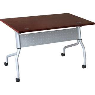 Lorell Flip Top Training Table - For - Table TopRectangle Top - Four Leg Base - 4 Legs x 23.60" Table Top Width x 48" Table Top Depth - 29.50" Height x 47.25" Width x 23.63" Depth - Assembly Required - Mahogany - Nylon - 1 Each