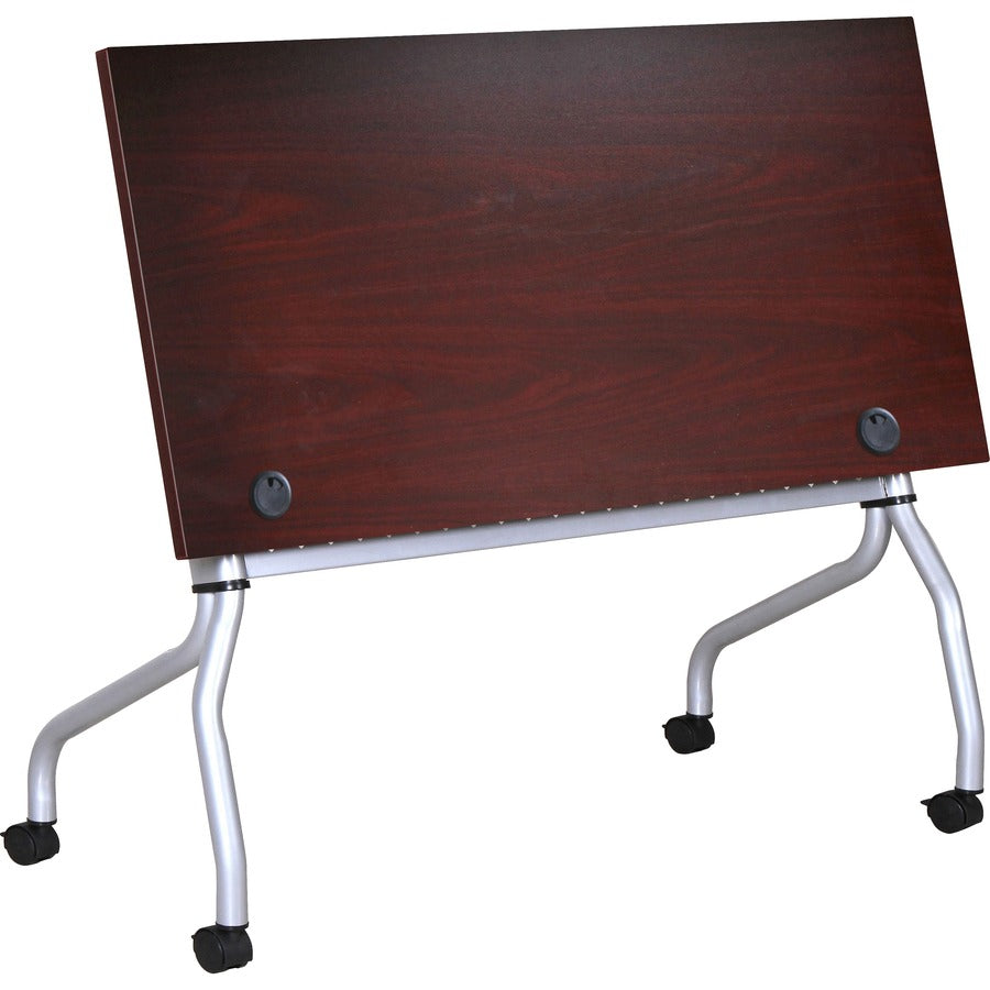 Lorell Flip Top Training Table - For - Table TopRectangle Top - Four Leg Base - 4 Legs x 23.60" Table Top Width x 48" Table Top Depth - 29.50" Height x 47.25" Width x 23.63" Depth - Assembly Required - Mahogany - Nylon - 1 Each