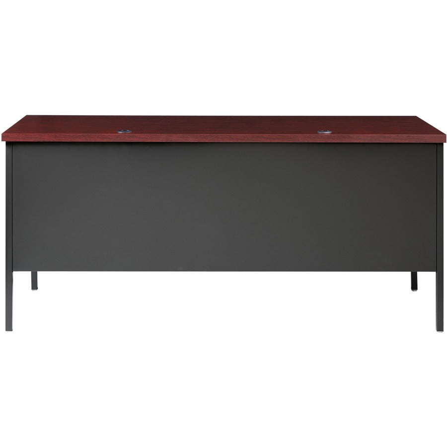 Lorell Fortress Series 66" Right-Pedestal Desk - For - Table TopRectangle Top x 66" Table Top Width x 30" Table Top Depth x 1.12" Table Top Thickness - 29.50" Height - Assembly Required - Laminated, Mahogany - Steel - 1 Each
