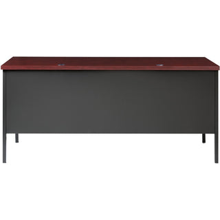 Lorell Fortress Series 66" Right-Pedestal Desk - For - Table TopRectangle Top x 66" Table Top Width x 30" Table Top Depth x 1.12" Table Top Thickness - 29.50" Height - Assembly Required - Laminated, Mahogany - Steel - 1 Each
