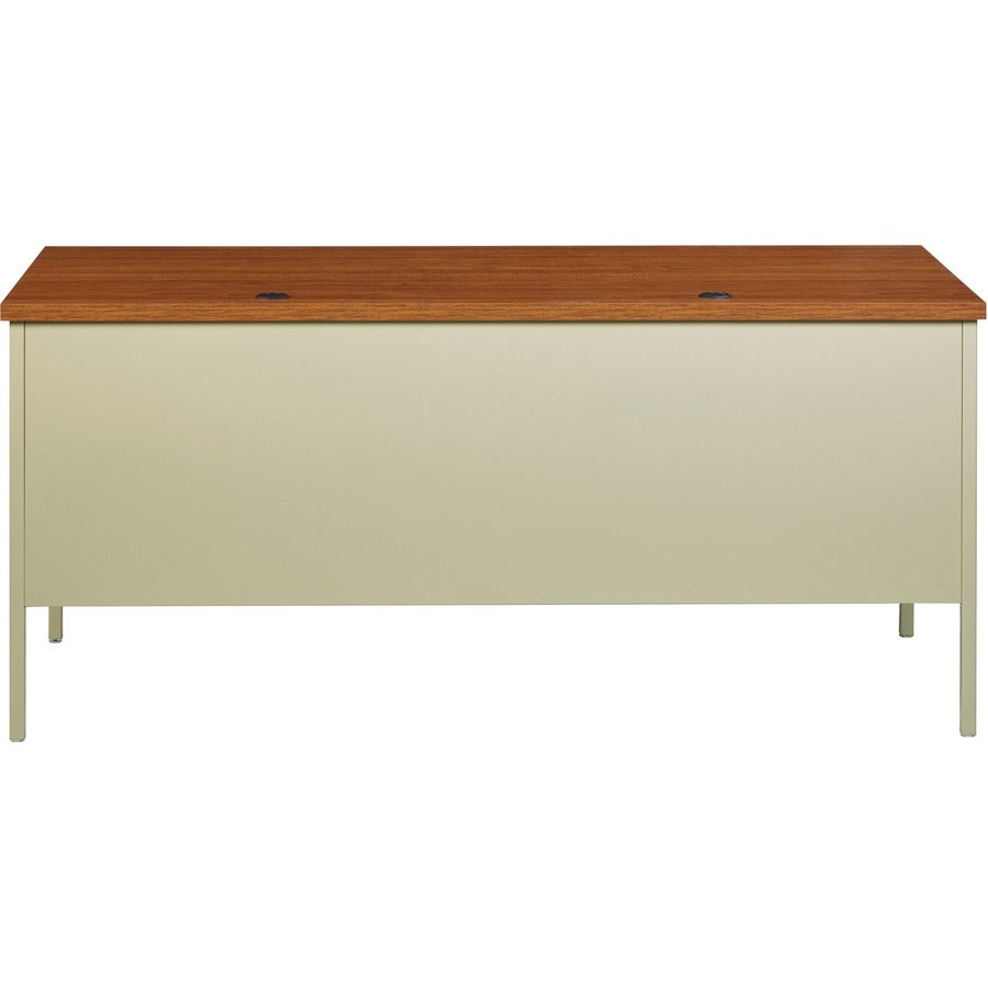 Lorell Fortress Series Left-Pedestal Desk - For - Table TopRectangle Top x 66" Table Top Width x 30" Table Top Depth x 1.12" Table Top Thickness - 29.50" Height - Assembly Required - Oak, Oak Laminate, Putty - Steel - 1 Each