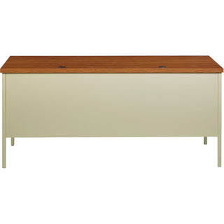 Lorell Fortress Series Left-Pedestal Desk - For - Table TopRectangle Top x 66" Table Top Width x 30" Table Top Depth x 1.12" Table Top Thickness - 29.50" Height - Assembly Required - Oak, Oak Laminate, Putty - Steel - 1 Each