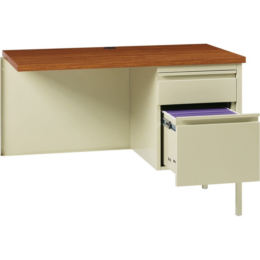 Lorell Fortress Series Right-Pedestal Return - For - Table TopRectangle Top x 42" Table Top Width x 24" Table Top Depth x 1.12" Table Top Thickness - 29.50" Height - Assembly Required - Oak, Oak Laminate, Putty - Steel - 1 Each