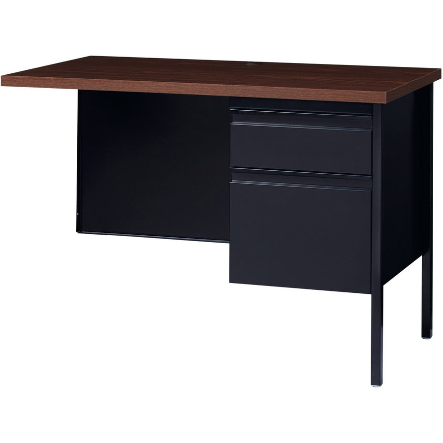Lorell Fortress Series Right-Pedestal Return - For - Table TopRectangle Top x 42" Table Top Width x 24" Table Top Depth x 1.12" Table Top Thickness - 29.50" Height - Assembly Required - Black Walnut, Oak Laminate - Steel - 1 Each