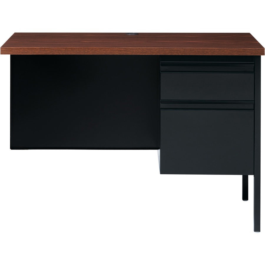 Lorell Fortress Series Right-Pedestal Return - For - Table TopRectangle Top x 42" Table Top Width x 24" Table Top Depth x 1.12" Table Top Thickness - 29.50" Height - Assembly Required - Black Walnut, Oak Laminate - Steel - 1 Each