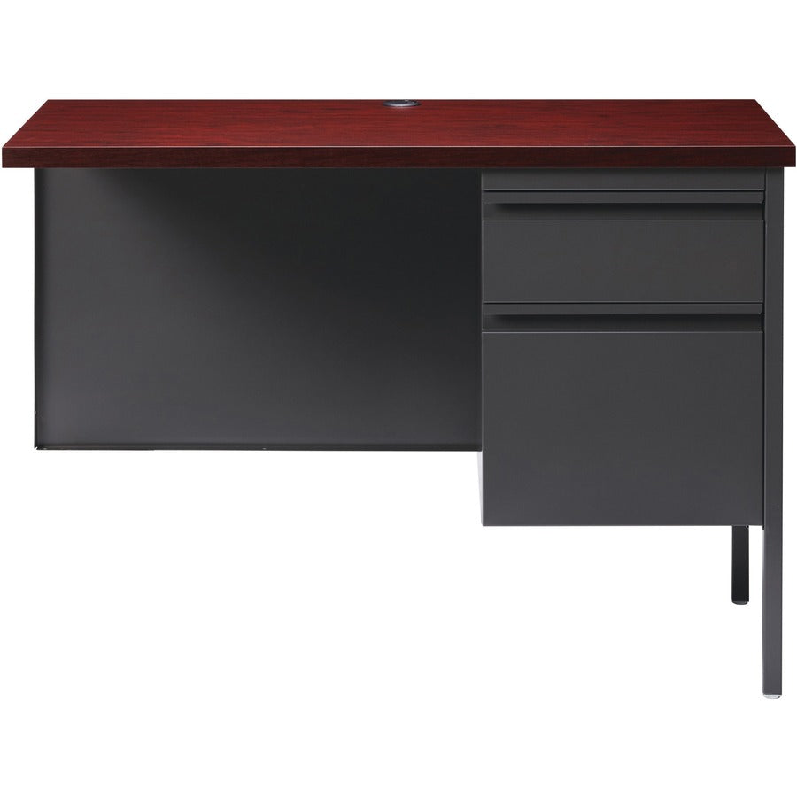 Lorell Fortress Series Right-Pedestal Return - For - Table TopRectangle Top x 42" Table Top Width x 24" Table Top Depth x 1.12" Table Top Thickness - 29.50" Height - Assembly Required - Laminated, Mahogany - Steel - 1 Each