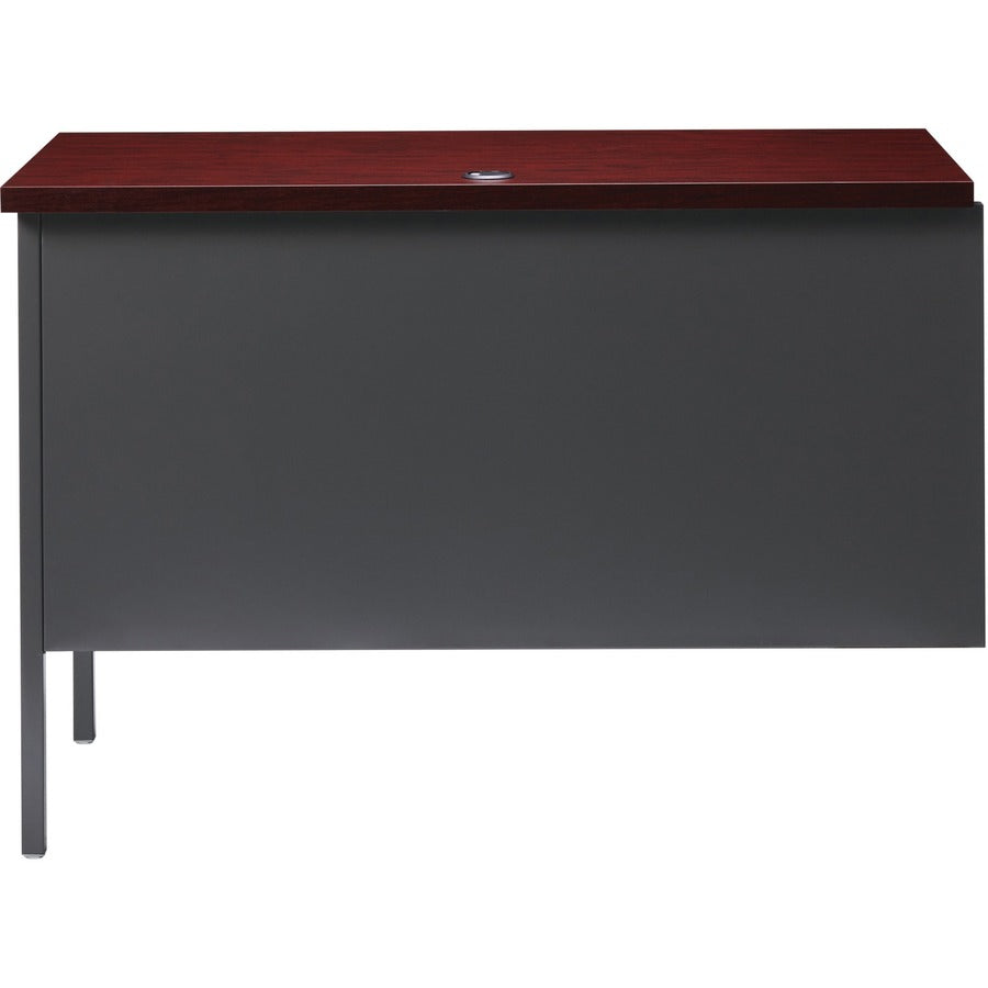 Lorell Fortress Series Right-Pedestal Return - For - Table TopRectangle Top x 42" Table Top Width x 24" Table Top Depth x 1.12" Table Top Thickness - 29.50" Height - Assembly Required - Laminated, Mahogany - Steel - 1 Each