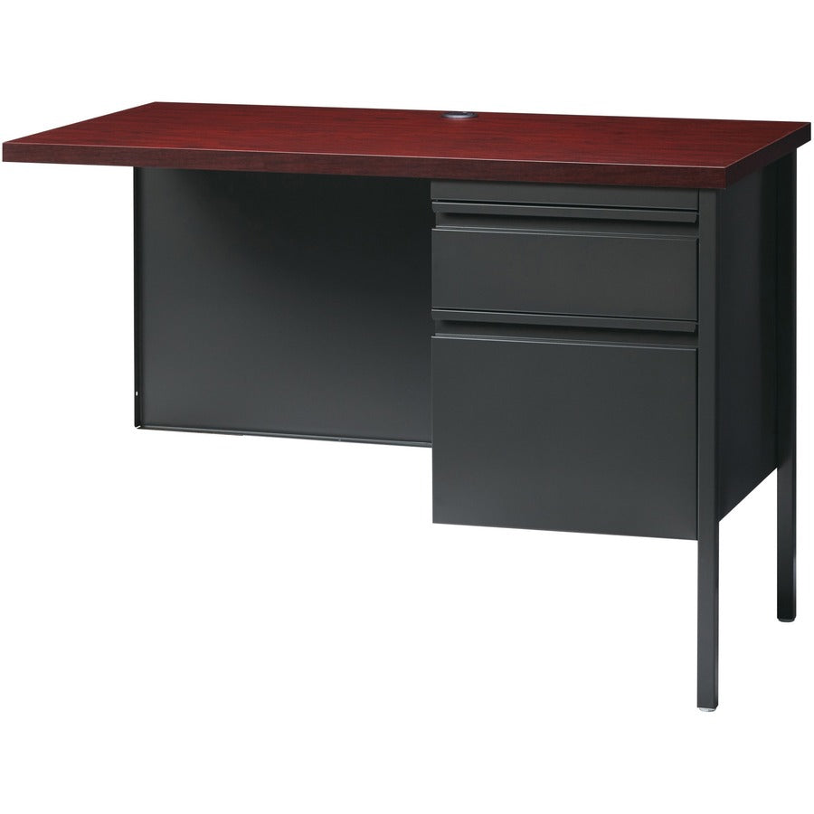 Lorell Fortress Series Right-Pedestal Return - For - Table TopRectangle Top x 42" Table Top Width x 24" Table Top Depth x 1.12" Table Top Thickness - 29.50" Height - Assembly Required - Laminated, Mahogany - Steel - 1 Each