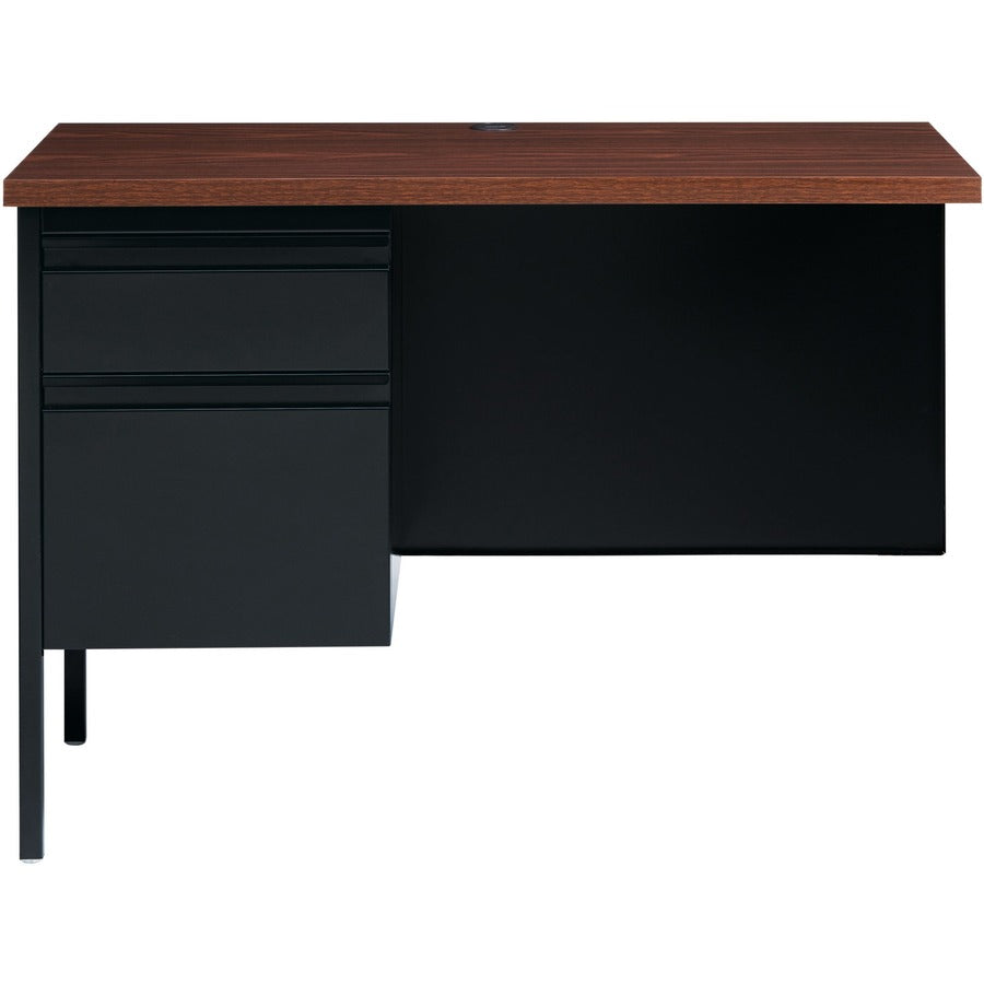 Lorell Fortress Series Left-Pedestal Return - For - Table TopRectangle Top x 42" Table Top Width x 24" Table Top Depth x 1.12" Table Top Thickness - 29.50" Height - Assembly Required - Black Walnut, Laminated, Walnut - Steel - 1 Each