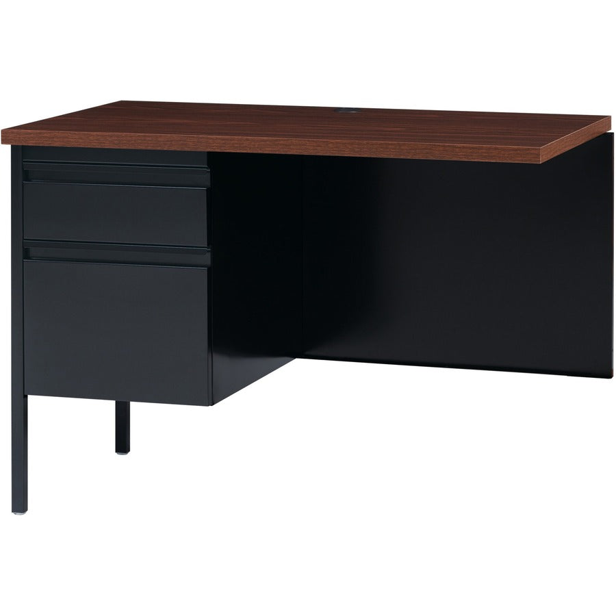 Lorell Fortress Series Left-Pedestal Return - For - Table TopRectangle Top x 42" Table Top Width x 24" Table Top Depth x 1.12" Table Top Thickness - 29.50" Height - Assembly Required - Black Walnut, Laminated, Walnut - Steel - 1 Each