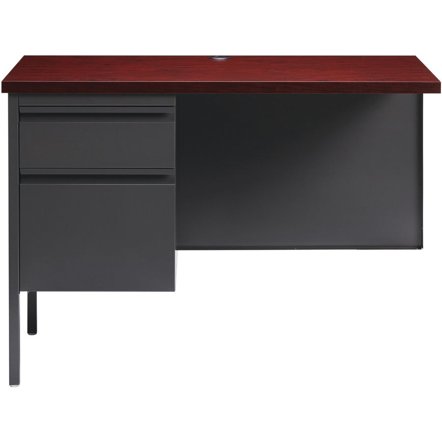 Lorell Fortress Series Left-Pedestal Return - For - Table TopRectangle Top x 42" Table Top Width x 24" Table Top Depth x 1.12" Table Top Thickness - 29.50" Height - Assembly Required - Laminated, Mahogany - Steel - 1 Each