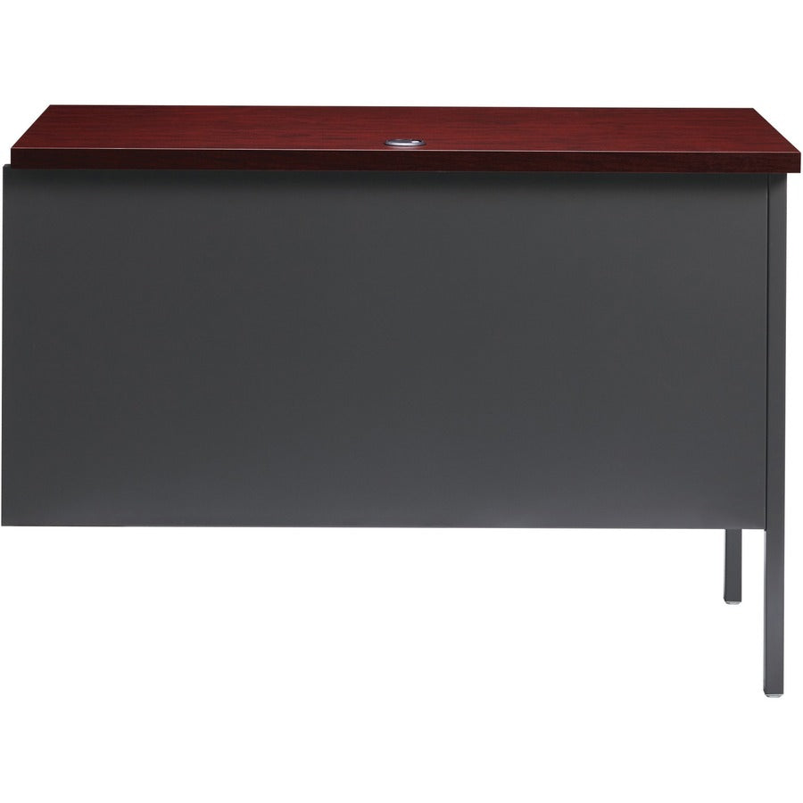 Lorell Fortress Series Left-Pedestal Return - For - Table TopRectangle Top x 42" Table Top Width x 24" Table Top Depth x 1.12" Table Top Thickness - 29.50" Height - Assembly Required - Laminated, Mahogany - Steel - 1 Each