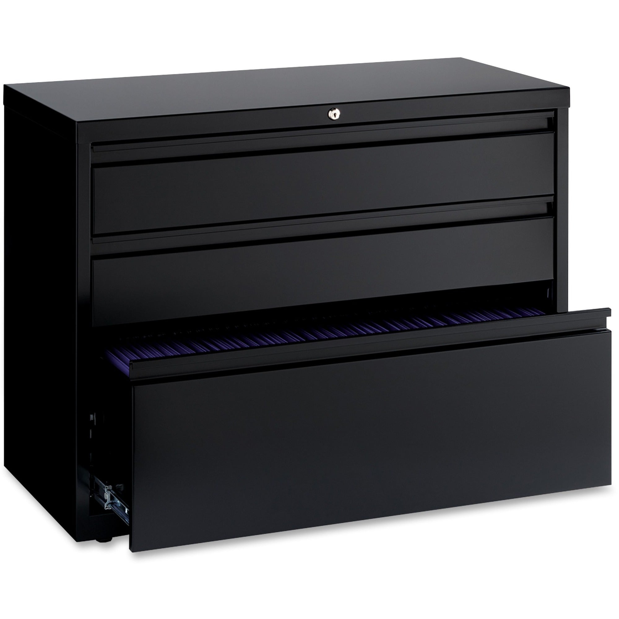 Lorell 36" Box/Box/File Lateral File Cabinet - 36" x 18.6" x 28" - 3 x Drawer(s) for Box, File - A4, Legal, Letter - Lateral - Hanging Rail, Locking Drawer, Ball-bearing Suspension, Magnetic Label Holder, Interlocking, Durable, Reinforced Base, Level