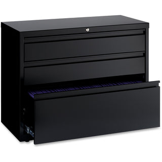Lorell 36" Box/Box/File Lateral File Cabinet - 36" x 18.6" x 28" - 3 x Drawer(s) for Box, File - A4, Legal, Letter - Lateral - Hanging Rail, Locking Drawer, Ball-bearing Suspension, Magnetic Label Holder, Interlocking, Durable, Reinforced Base, Level