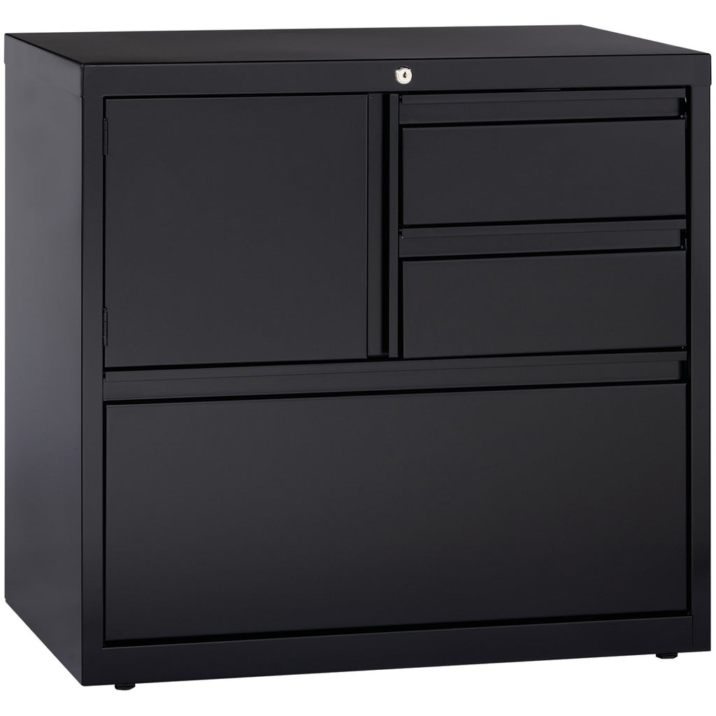 Lorell 30" Personal Storage Center Lateral File - 30" x 18.6" x 28" - 3 x Drawer(s) for File, Box - A4, Letter, Legal - Hanging Rail, Glide Suspension, Grommet, Cable Management, Interlocking, Reinforced Base, Adjustable Glide, Durable, Magnetic Labe