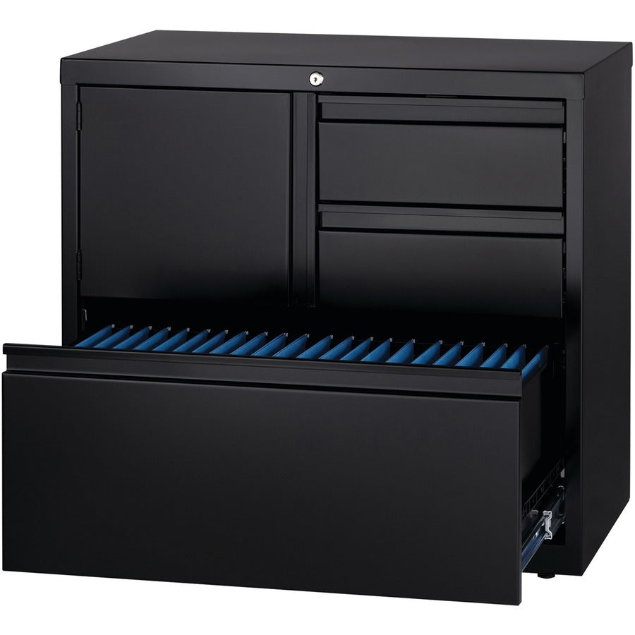 Lorell 30" Personal Storage Center Lateral File - 30" x 18.6" x 28" - 3 x Drawer(s) for File, Box - A4, Letter, Legal - Hanging Rail, Glide Suspension, Grommet, Cable Management, Interlocking, Reinforced Base, Adjustable Glide, Durable, Magnetic Labe