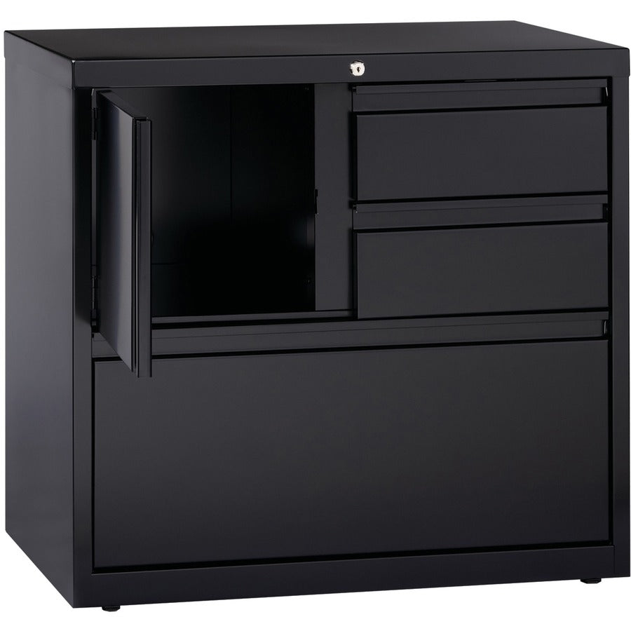 Lorell 30" Personal Storage Center Lateral File - 30" x 18.6" x 28" - 3 x Drawer(s) for File, Box - A4, Letter, Legal - Hanging Rail, Glide Suspension, Grommet, Cable Management, Interlocking, Reinforced Base, Adjustable Glide, Durable, Magnetic Labe