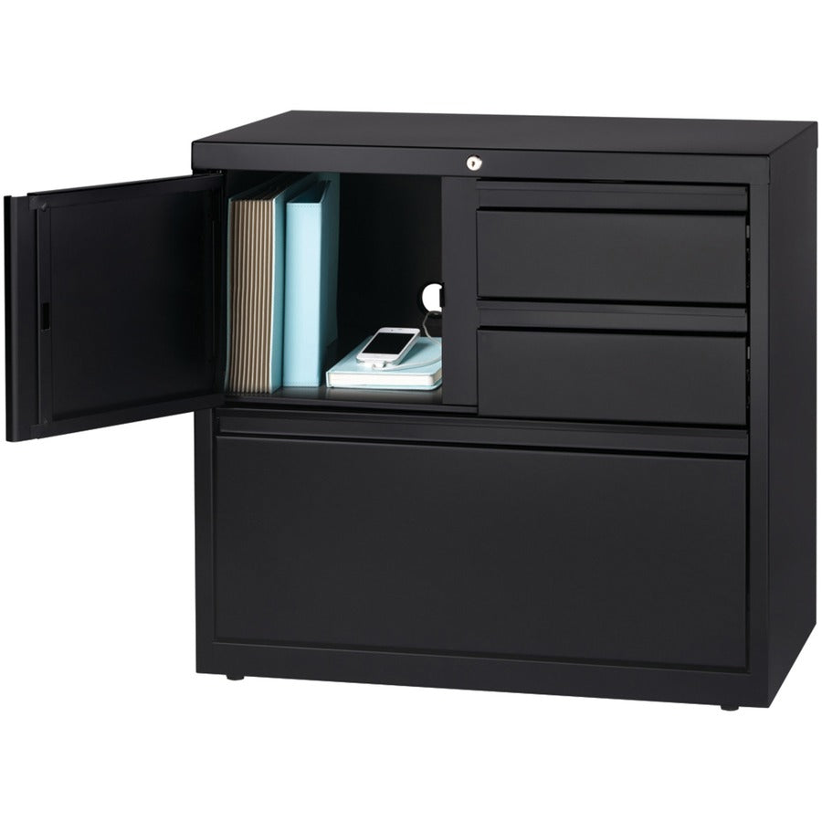 Lorell 30" Personal Storage Center Lateral File - 30" x 18.6" x 28" - 3 x Drawer(s) for File, Box - A4, Letter, Legal - Hanging Rail, Glide Suspension, Grommet, Cable Management, Interlocking, Reinforced Base, Adjustable Glide, Durable, Magnetic Labe